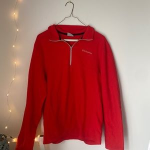 columbia red half zip fleece